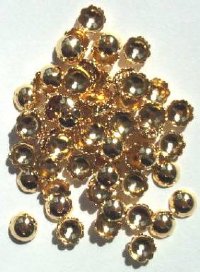 100 6mm Scalloped Edge Gold Plated Bead Caps